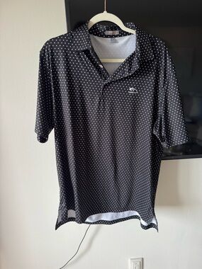 Peter Millar Black Polo with White Micro Dots